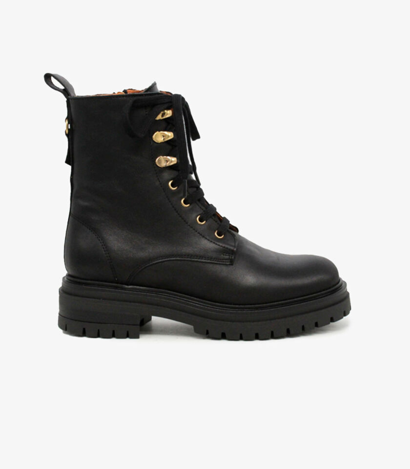 MAISON TOUFET BOTTINES CONFORTABLE NOIR CUIR GLACÉ NORA