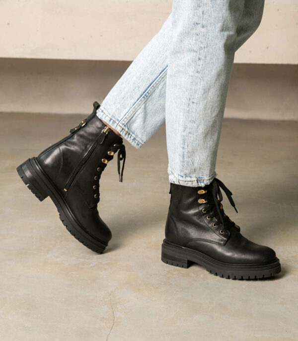 MAISON TOUFET BOTTINES CONFORTABLE NOIR CUIR GLACÉ NORA