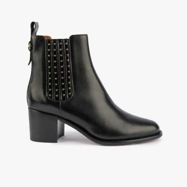 MAISON TOUFET BOTTINES CONFORTABLE NOIR CUIR LISSE CÉCILIA