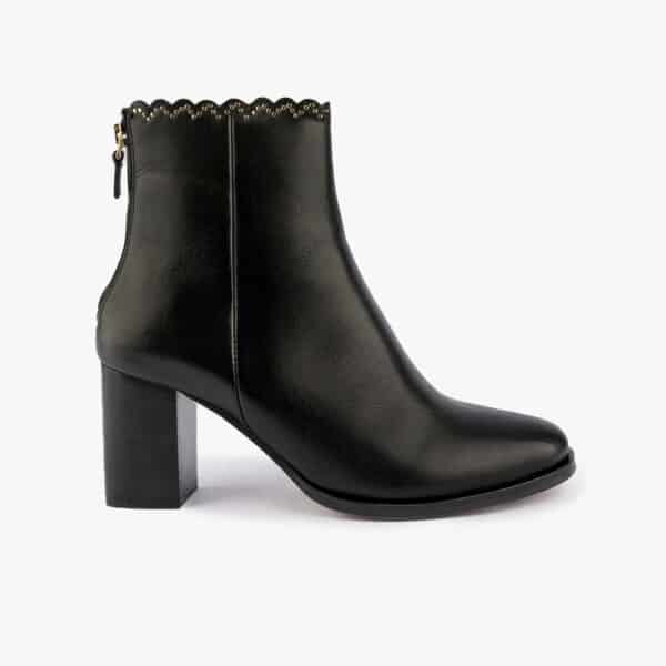 MAISON TOUFET BOTTINES CONFORTABLE NOIR CUIR LISSE CLOUS GISELLA
