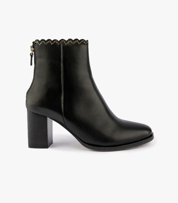 MAISON TOUFET BOTTINES CONFORTABLE NOIR CUIR LISSE CLOUS GISELLA