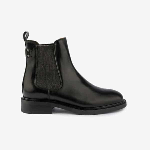 MAISON TOUFET BOTTINES CONFORTABLE NOIR CUIR LISSE ÉLASTIQUE IRISÉ MAXINE