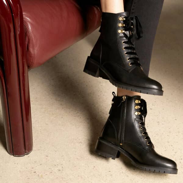 MAISON TOUFET BOTTINES CONFORTABLE NOIR CUIR LISSE ELISABETH