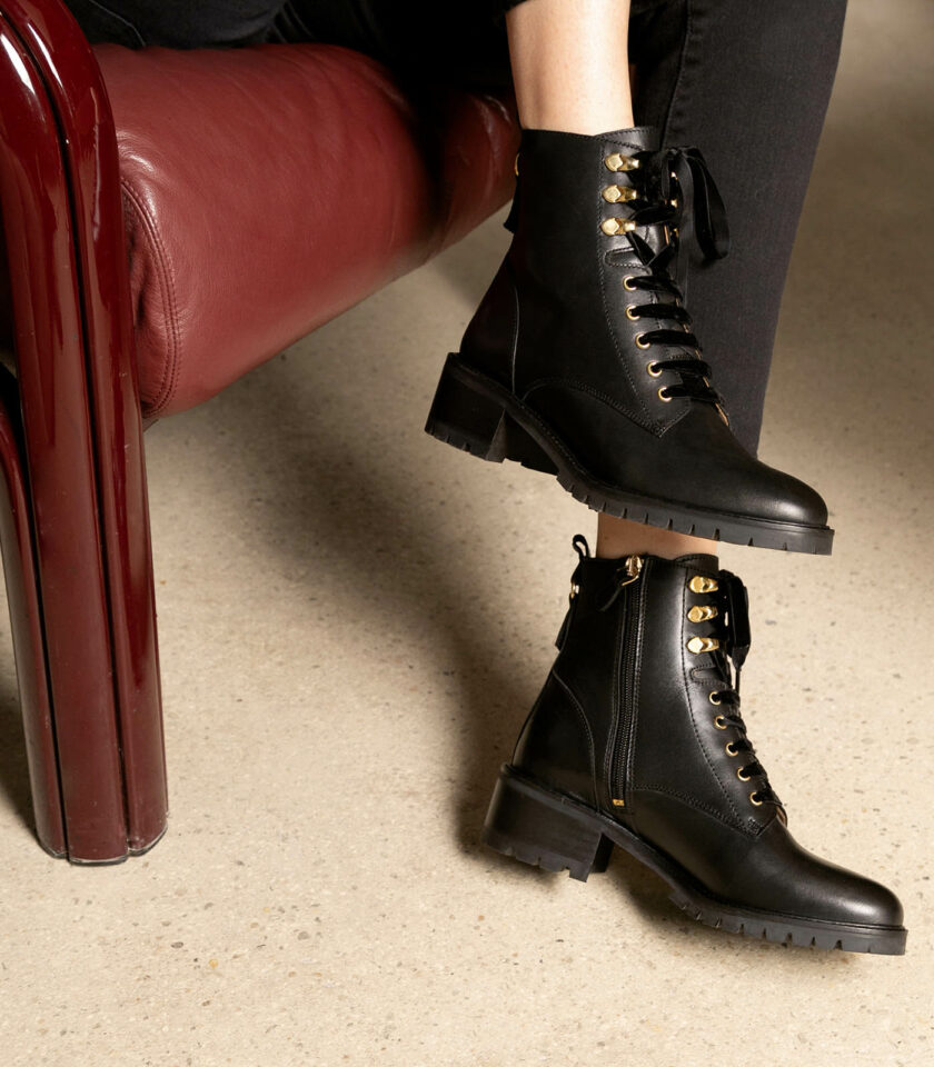 MAISON TOUFET BOTTINES CONFORTABLE NOIR CUIR LISSE ELISABETH