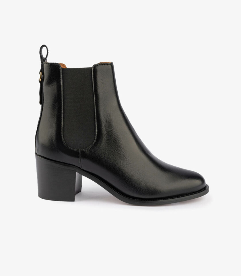 MAISON TOUFET BOTTINES CONFORTABLE NOIR CUIR LISSE GÉRALDINE