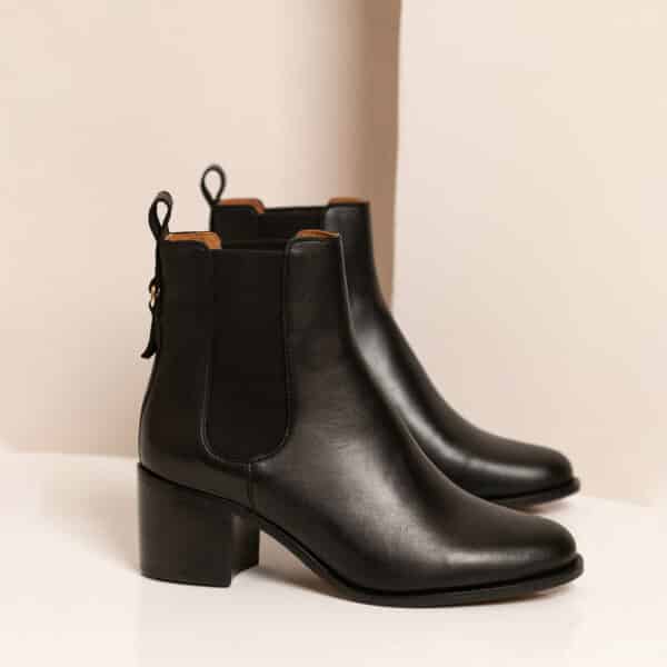 MAISON TOUFET BOTTINES CONFORTABLE NOIR CUIR LISSE GÉRALDINE