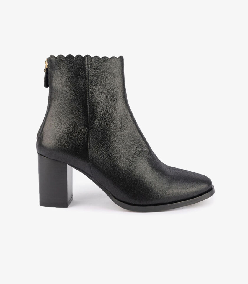 MAISON TOUFET BOTTINES CONFORTABLE NOIR CUIR MÉTALLISÉ GISELLA
