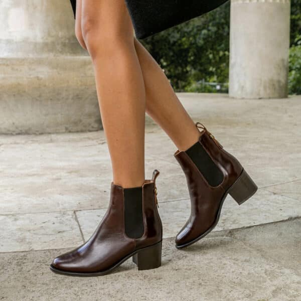 MAISON TOUFET BOTTINES CONFORTABLE WHISKY CUIR GLACÉ GÉRALDINE