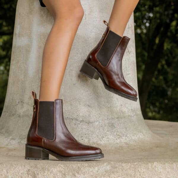 MAISON TOUFET BOTTINES CONFORTABLE WHISKY CUIR GLACÉ GOLDA