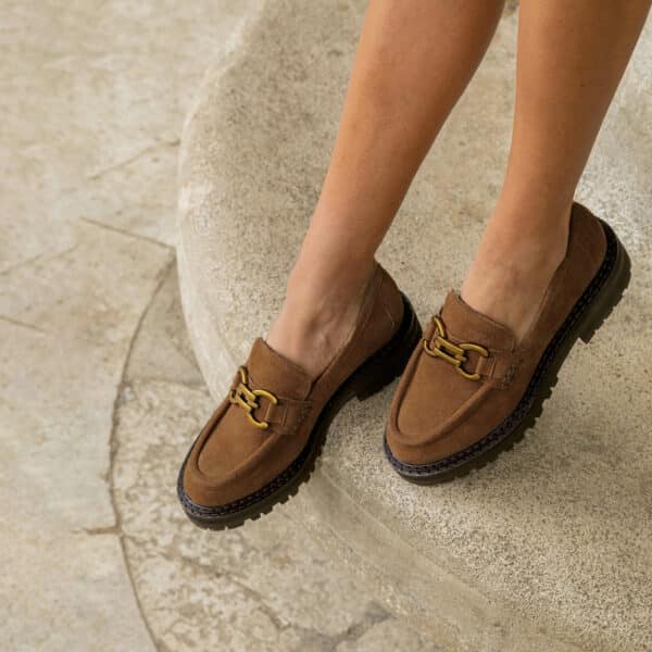 MAISON TOUFET MOCASSINS CONFORTABLE CAMEL CUIR VELOURS NOÉMIA