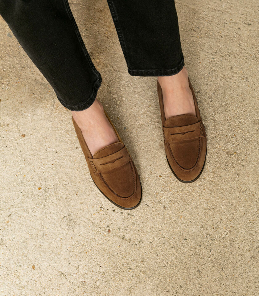 MAISON TOUFET MOCASSINS CONFORTABLE CAMEL CUIR VELOURS ROSIE