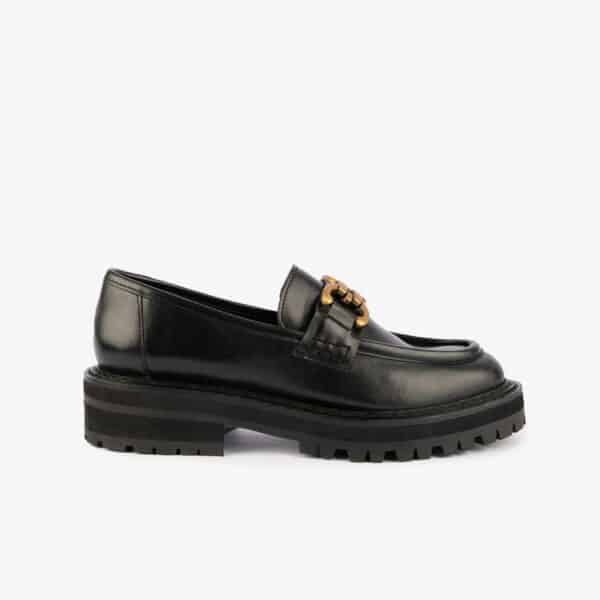 MAISON TOUFET MOCASSINS CONFORTABLE NOIR CUIR GLACÉ NOÉMIA