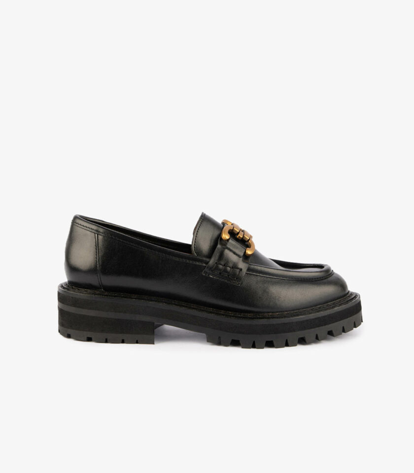 MAISON TOUFET MOCASSINS CONFORTABLE NOIR CUIR GLACÉ NOÉMIA