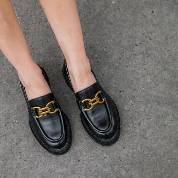 MAISON TOUFET MOCASSINS CONFORTABLE NOIR CUIR GLACÉ NOÉMIA