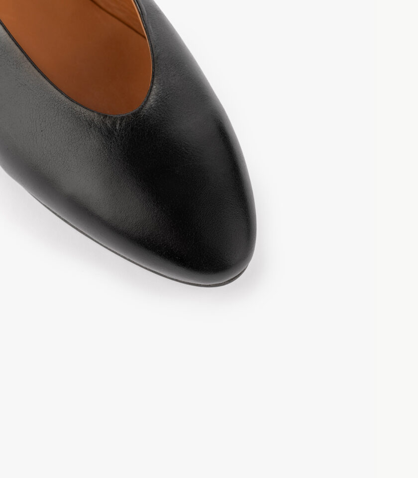 MAISON TOUFET BALLERINES CONFORTABLE NOIR CUIR GLACÉ CAMILA