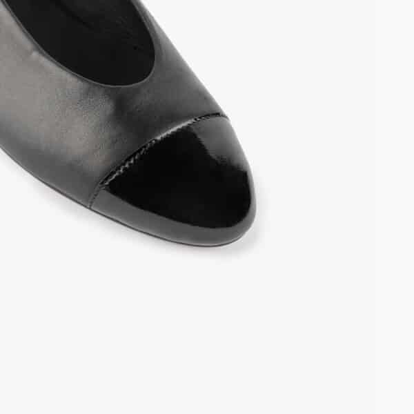 MAISON TOUFET BALLERINES CONFORTABLE NOIR CUIR LISSE BOUT VERNI CAMILA