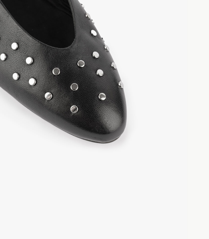 MAISON TOUFET BALLERINES CONFORTABLE NOIR CUIR LISSE CLOUS CAMILA