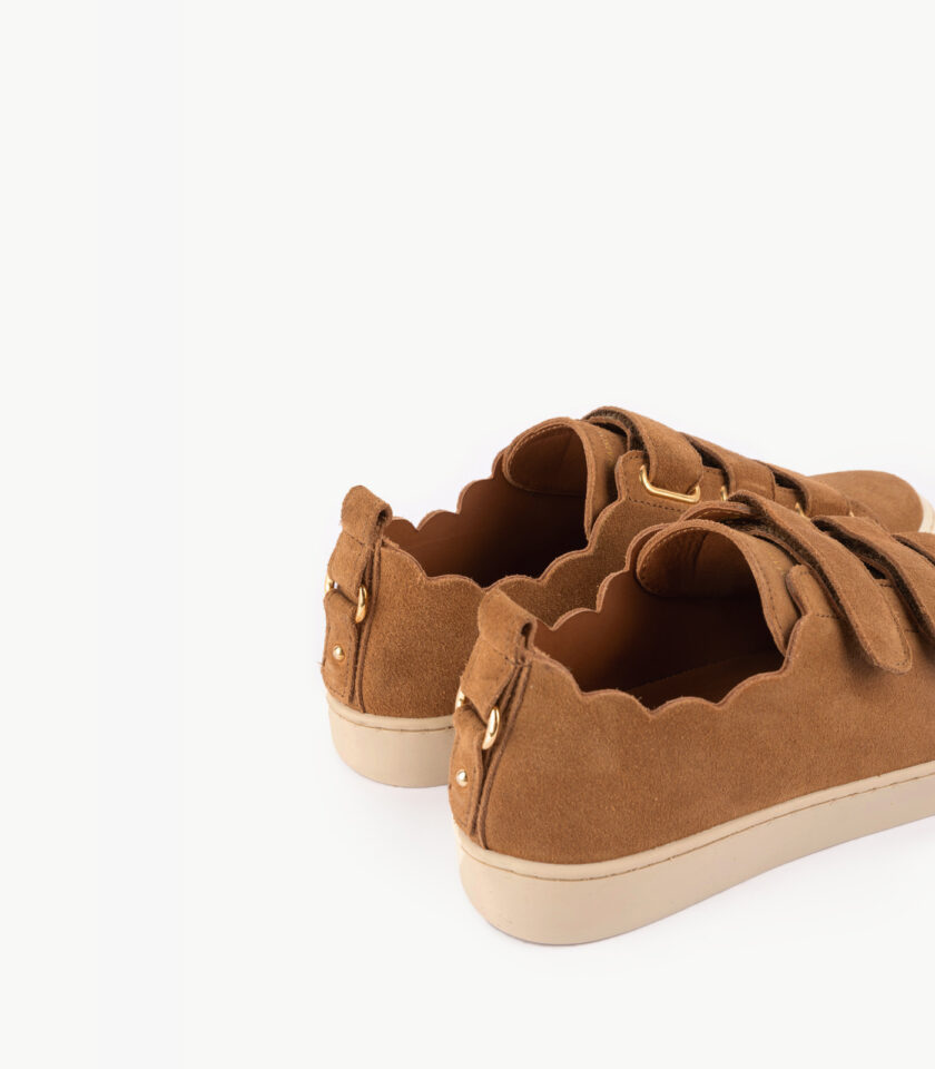 MAISON TOUFET BASKETS CONFORTABLE COGNAC CUIR VELOURS JULIANNE