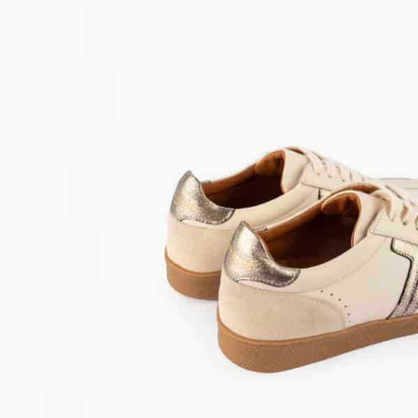 MAISON TOUFET BASKETS CONFORTABLE CRÈME DORÉ CUIR VELOURS CUIR LISSE SOLVEIG