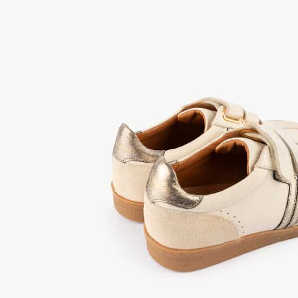 MAISON TOUFET BASKETS CONFORTABLE CRÈME DORÉ CUIR VELOURS CUIR LISSE SUSANNA