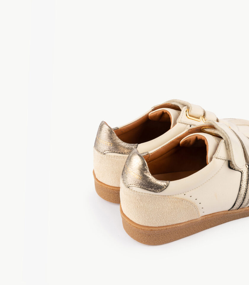 MAISON TOUFET BASKETS CONFORTABLE CRÈME DORÉ CUIR VELOURS CUIR LISSE SUSANNA