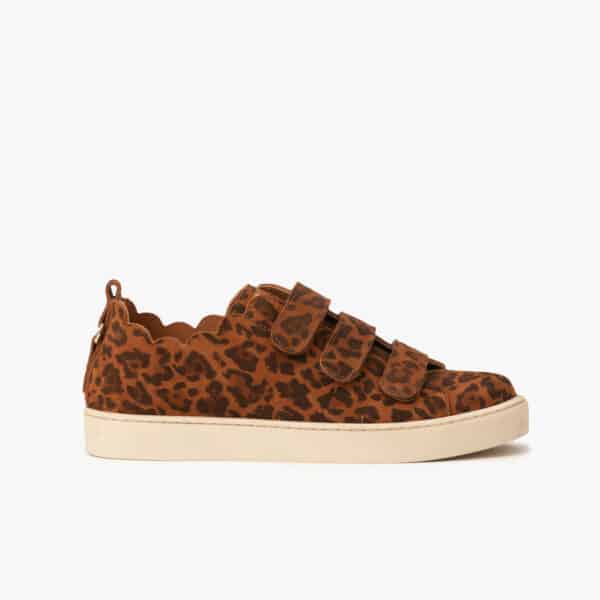 MAISON TOUFET BASKETS CONFORTABLE CUIR VELOURS LÉOPARD JULIANNE