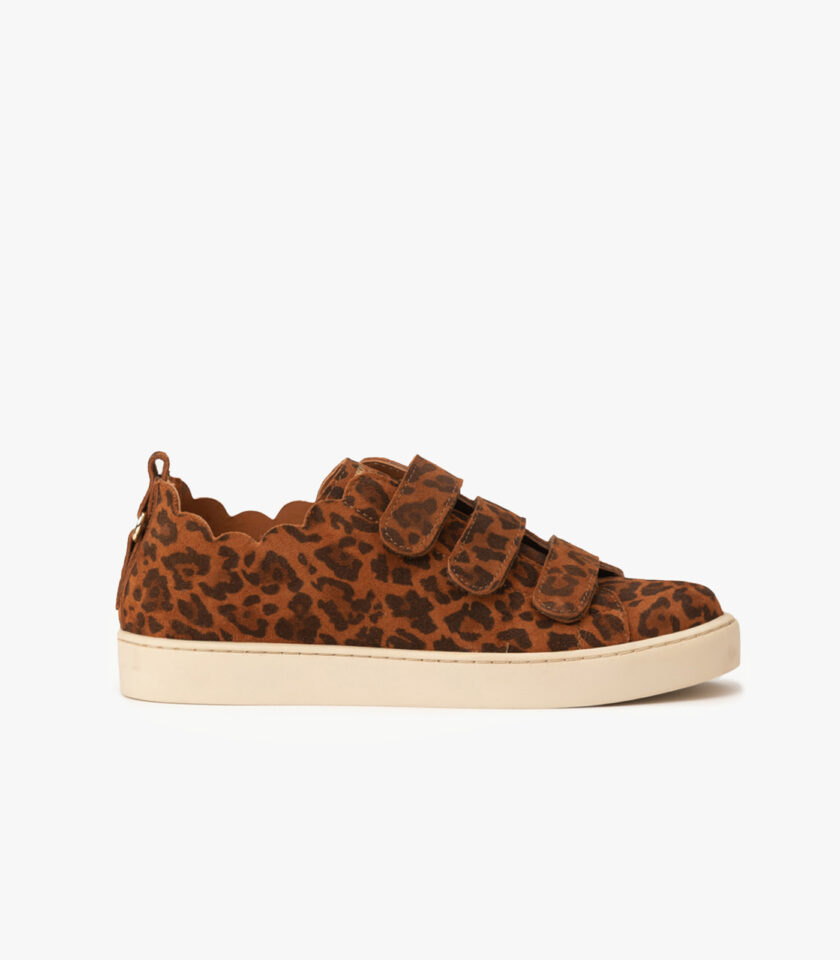 MAISON TOUFET BASKETS CONFORTABLE CUIR VELOURS LÉOPARD JULIANNE