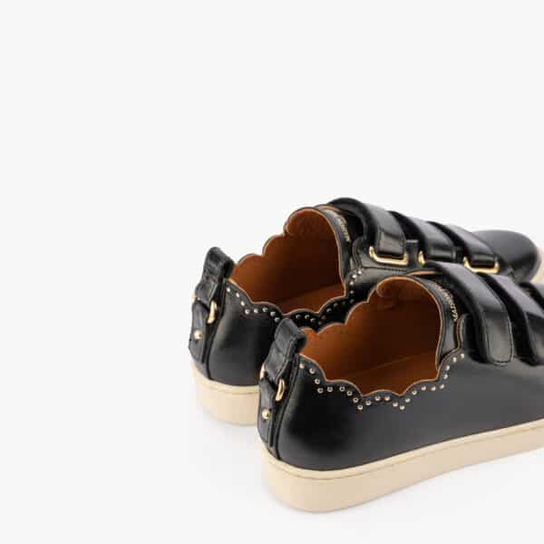 MAISON TOUFET BASKETS CONFORTABLE NOIR CUIR LISSE CLOUS JULIANNE