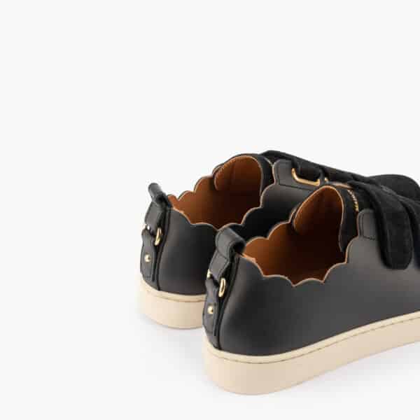 MAISON TOUFET BASKETS CONFORTABLE NOIR CUIR LISSE CUIR VELOURS JULIANNE