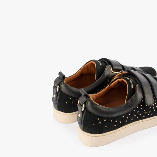 MAISON TOUFET BASKETS CONFORTABLE NOIR CUIR VELOURS CLOUS ANAÏDA