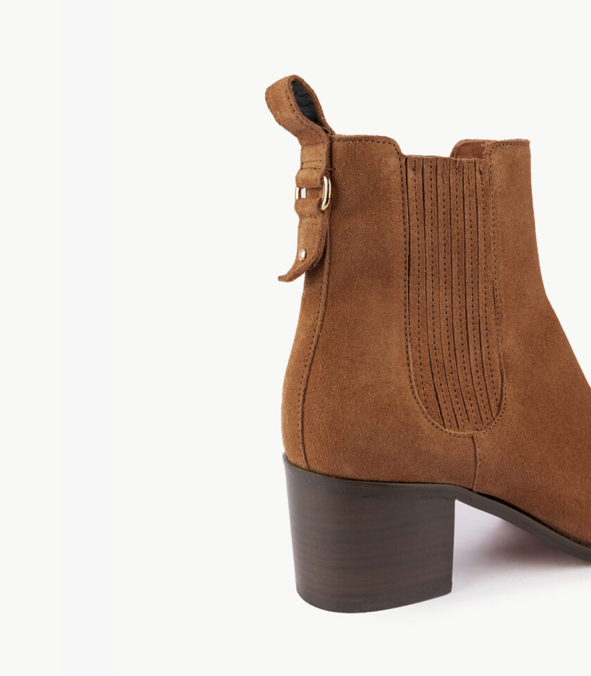 MAISON TOUFET BOTTINES CONFORTABLE COGNAC CUIR VELOURS CÉCILIA