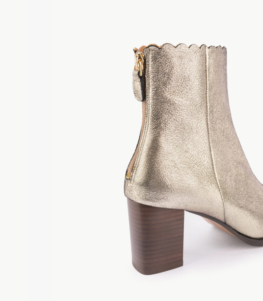 MAISON TOUFET BOTTINES CONFORTABLE DORÉ CUIR MÉTALLISÉ GISELLA