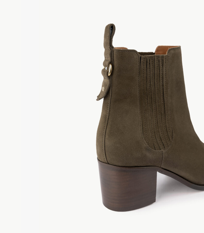 MAISON TOUFET BOTTINES CONFORTABLE KAKI CUIR VELOURS CÉCILIA copie