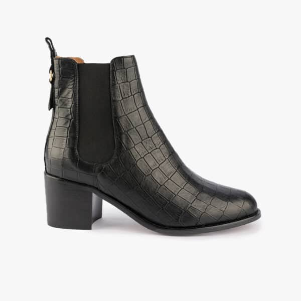 MAISON TOUFET BOTTINES CONFORTABLE NOIR CUIR CROCO GÉRALDINE