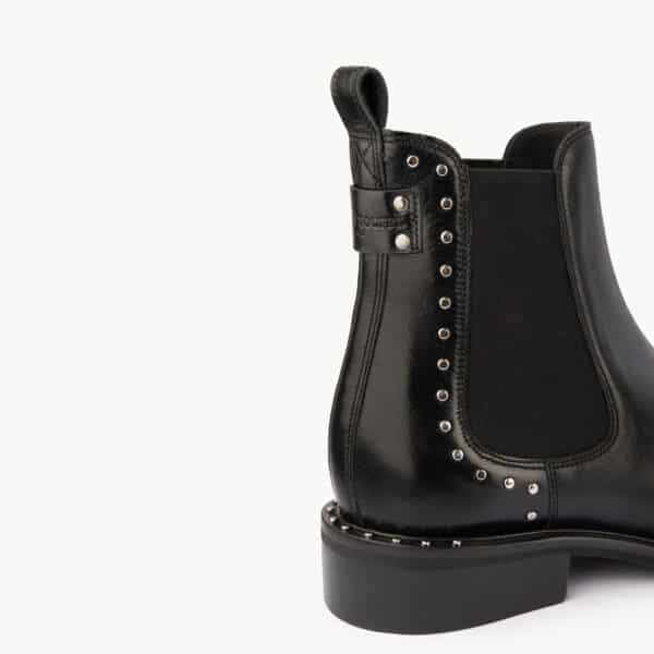 MAISON TOUFET BOTTINES CONFORTABLE NOIR CUIR GLACÉ CLOUS MAXINE