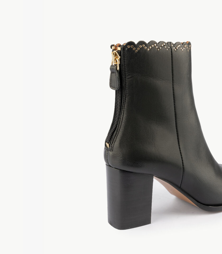 MAISON TOUFET BOTTINES CONFORTABLE NOIR CUIR LISSE CLOUS GISELLA