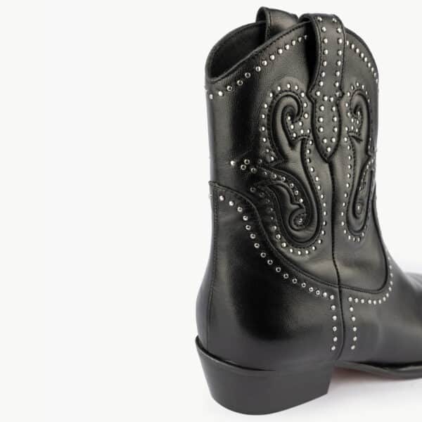 MAISON TOUFET BOTTINES CONFORTABLE NOIR CUIR LISSE CLOUS IRÈNE