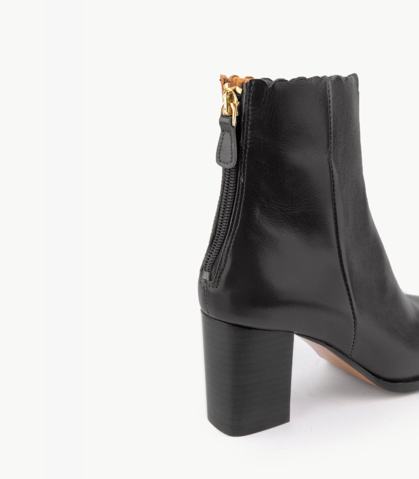 MAISON TOUFET BOTTINES CONFORTABLE NOIR CUIR LISSE GISELLA