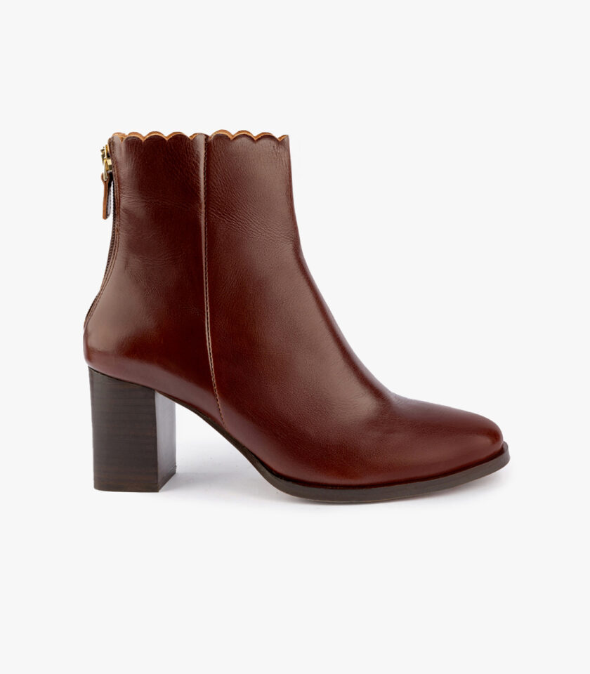 MAISON TOUFET BOTTINES CONFORTABLE WHISKY CUIR GLACÉ GISELLA