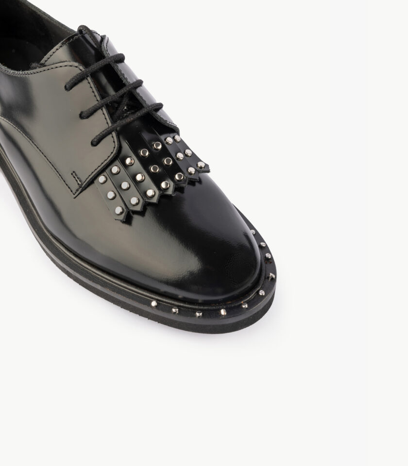 MAISON TOUFET DERBIES CONFORTABLE NOIR CUIR POLIDO DIANA