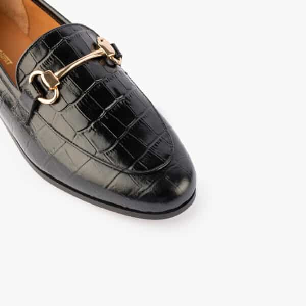 MAISON TOUFET MOCASSINS CONFORTABLE NOIR CUIR FAÇON CROCO CLÉMENCE