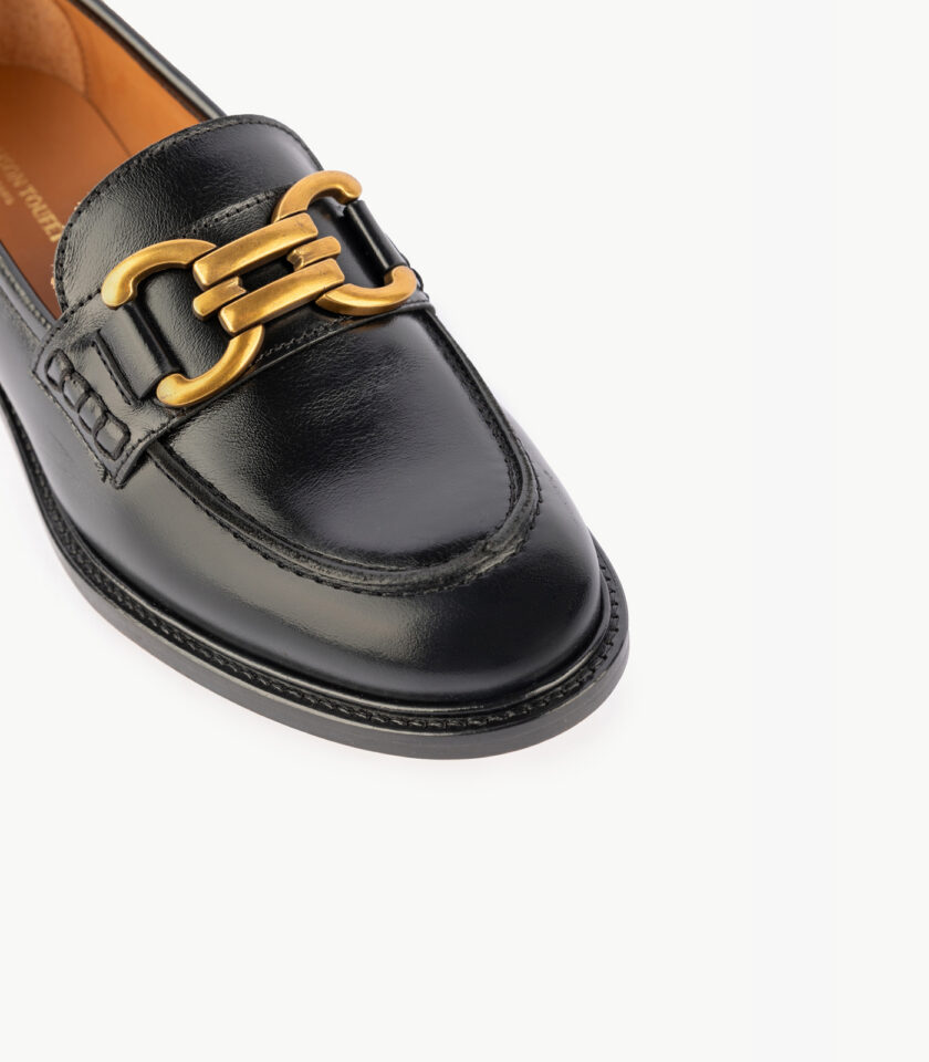 MAISON TOUFET MOCASSINS CONFORTABLE NOIR CUIR GLACÉ LYNA