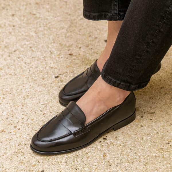 MAISON TOUFET MOCASSINS CONFORTABLE NOIR CUIR GLACÉ ROSIE