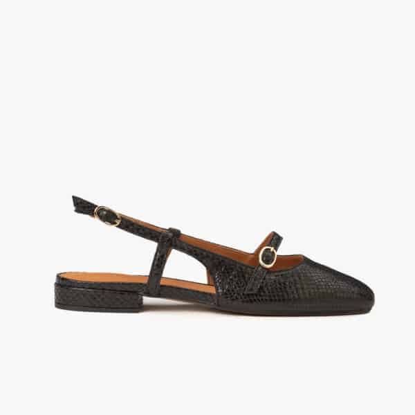 MAISON TOUFET SANDALES CONFORTABLE NOIR CUIR EFFET PYTHON BERTILLE