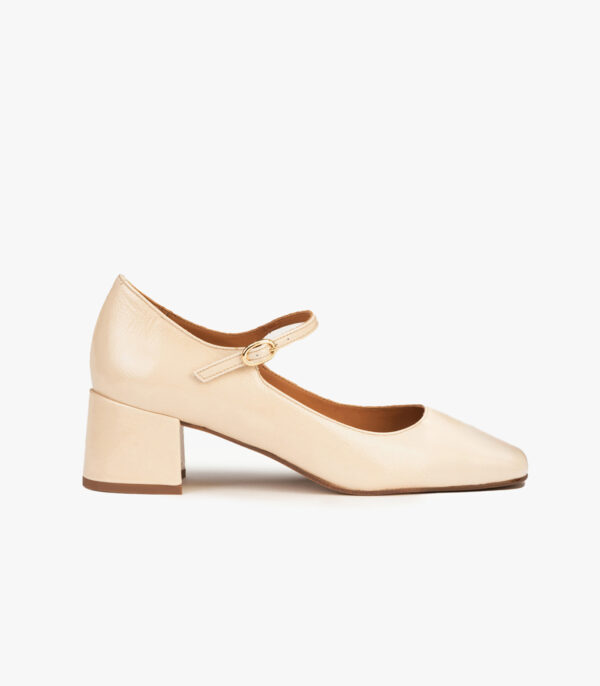 MAISON TOUFET SANDALES TALON CONFORTABLE BEIGE CUIR VERNIS BIANCA