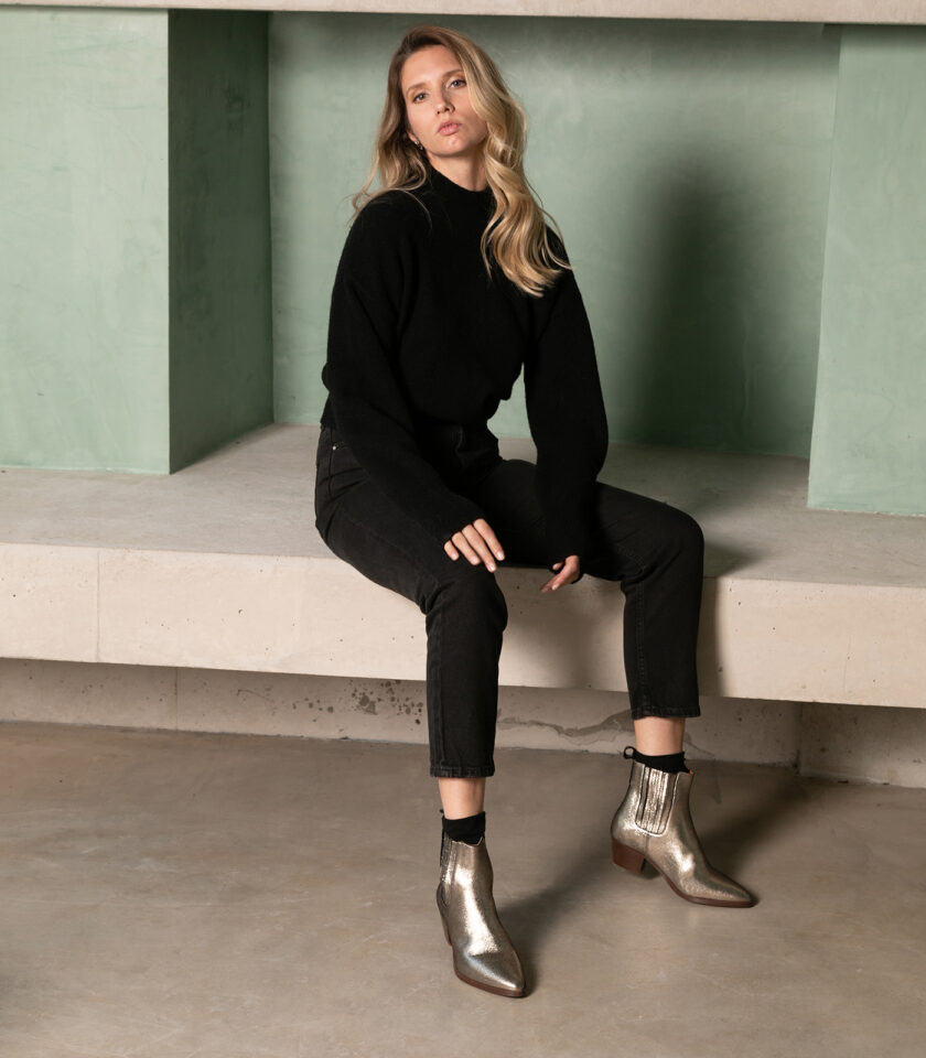 MAISON TOUFET BOTTINES CONFORTABLE DORÉ CUIR LISSE VICTOIRE