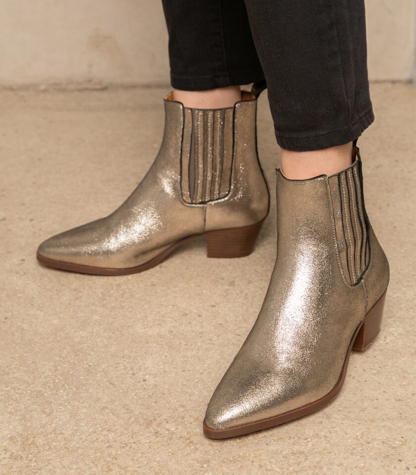 MAISON TOUFET BOTTINES CONFORTABLE DORÉ CUIR VICTOIRE