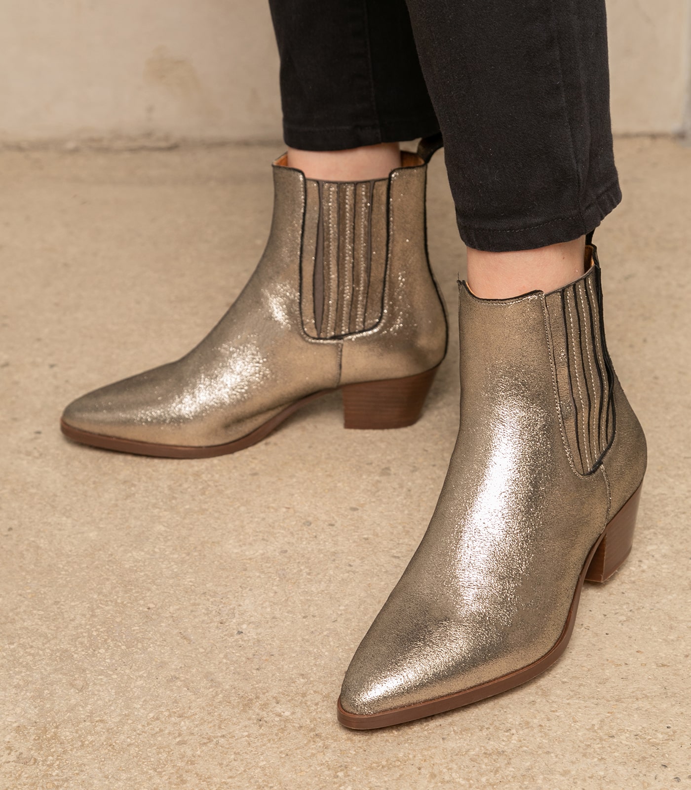 Bottines cuir doré shop