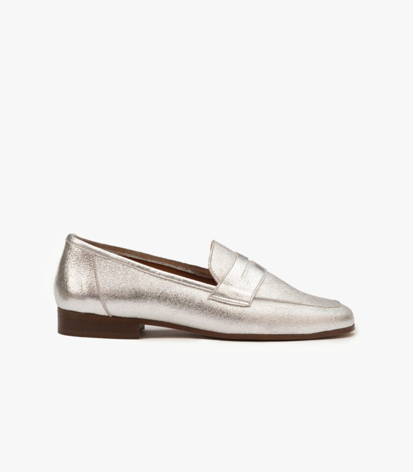 MAISON TOUFET MOCASSINS CONFORTABLE ARGENT CUIR HANNA