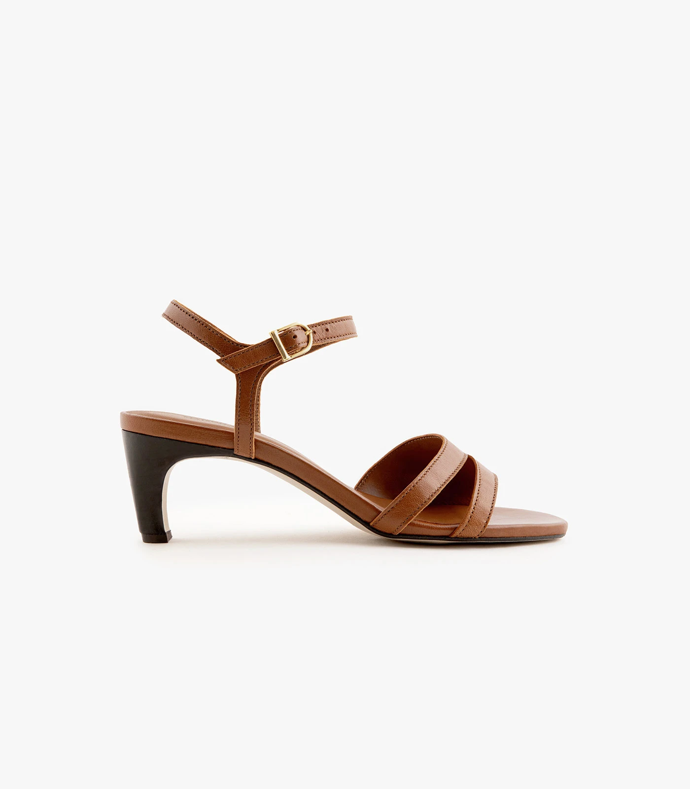 Mocassins en cuir noir avec boucle dorée Maison Toufet